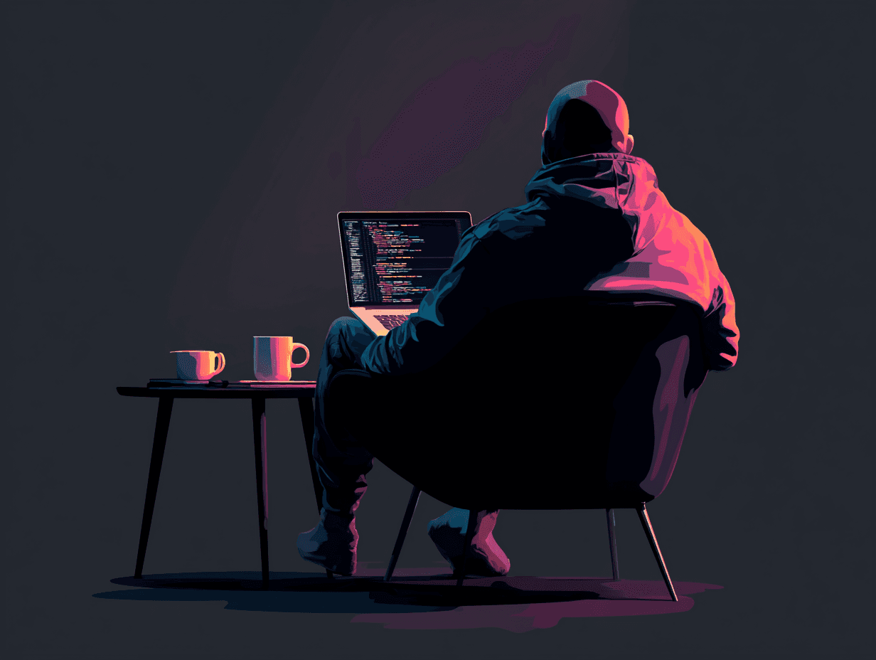 A person sitting in front of a laptop in a relaxed atmosphere. The person is vibe coding.