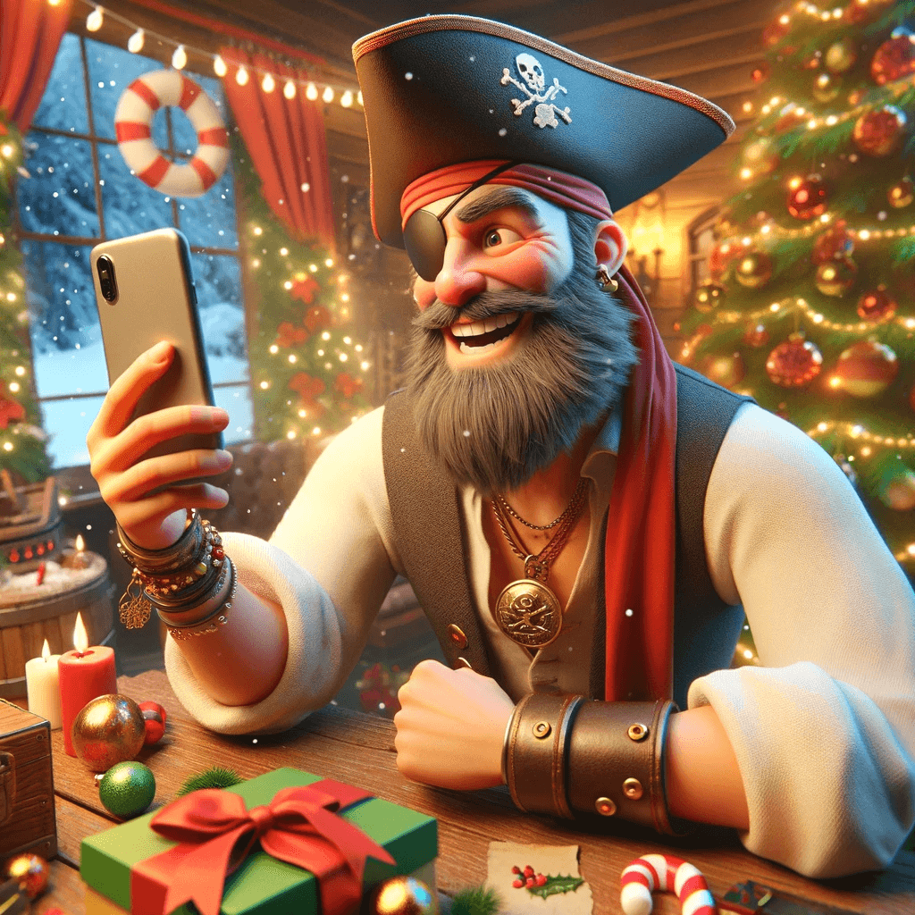 Pirat der sich auf Weihnachten freut.